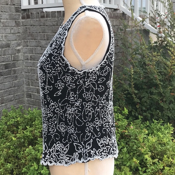 Medium JKARA Beaded Black Formal Top - Picture 4 of 8